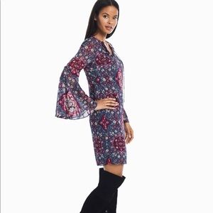 WHBM Bell-Sleeve Medallion Boho Shift Dress | XXS